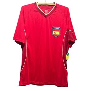 Rhinox Red Gold España Flag Logo Sports Soccer Jersey::NWT::